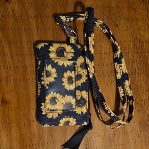 Sunflower Print Lanyard Wallet